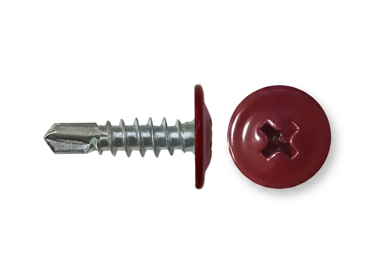 Саморезы с пресс-шайбой Daxmer 4,2х16, сверло (100 шт) RAL3005 (красное вино)